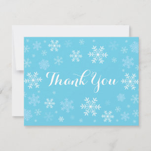 Tarjeta de agradecimiento a Blue Snowflakes Winter
