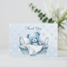 Tarjeta de agradecimiento a Blue Teddy Bear en la 