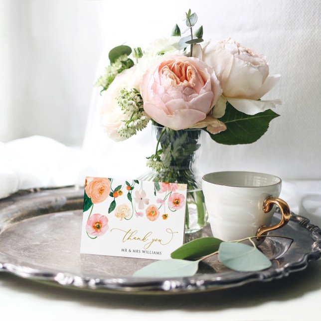 Tarjeta de agradecimiento a Boda con amapola rosa (Subido por el creador)