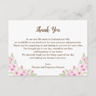 Tarjeta de agradecimiento a Boda de acuarela con f