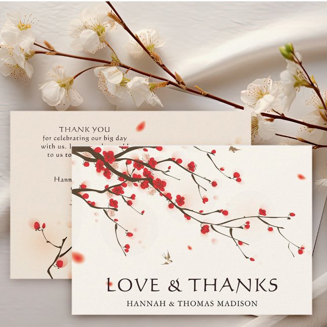 Tarjeta de agradecimiento a Boda de acuarela con f (Front & Back)