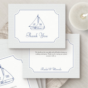 Tarjeta de agradecimiento a Boda de barco náutico 