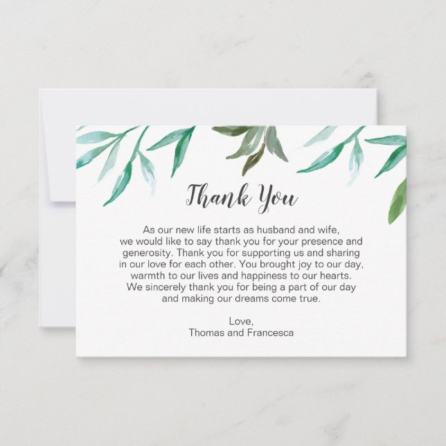 Tarjeta de agradecimiento a Boda de Branch Boho (Anverso)