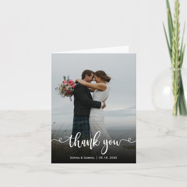 Tarjeta de agradecimiento a Boda de caligrafía mod (Anverso)