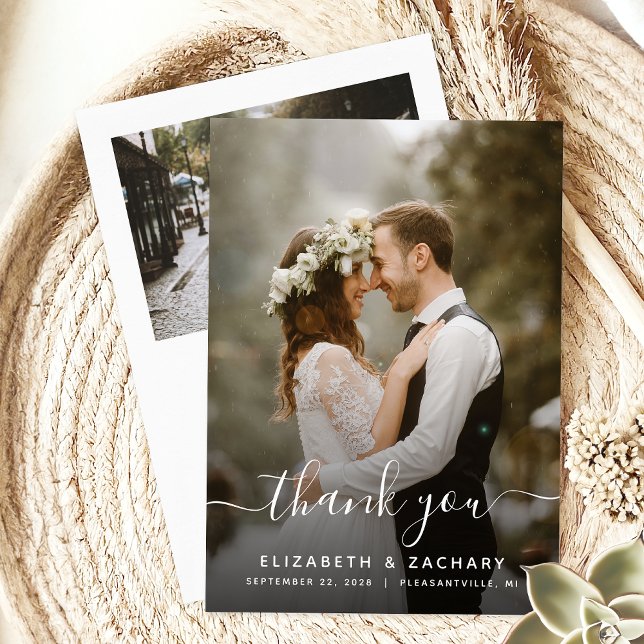 Tarjeta de agradecimiento a Boda de escritura blan (Subido por el creador)