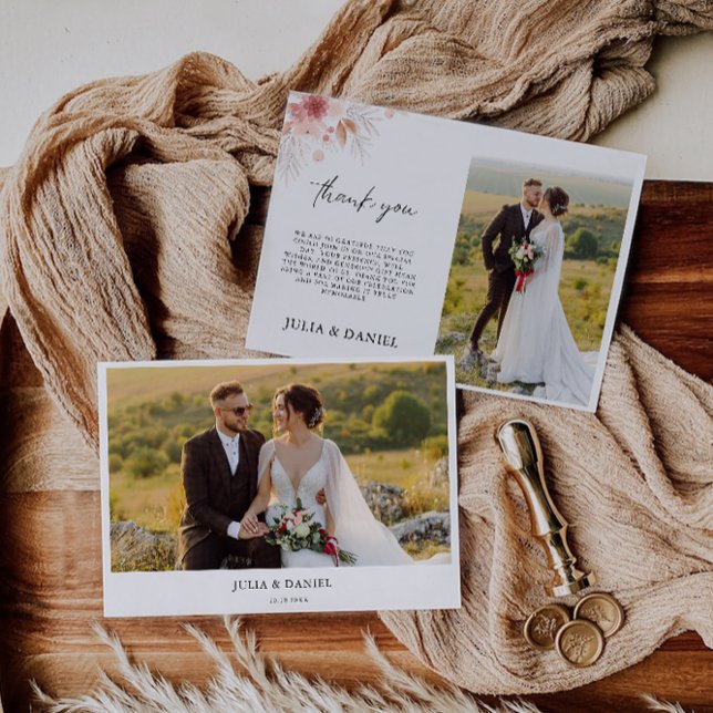 Tarjeta de agradecimiento a Boda de Flor Silvestre (Wildflower Wedding Thank You Card)