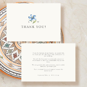 Tarjeta de agradecimiento a Boda de flores azul ac