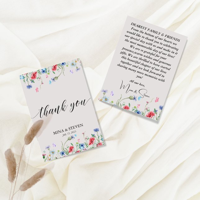 Tarjeta de agradecimiento a boda de flores silvest (Subido por el creador)
