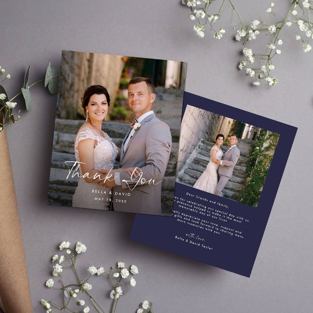 Tarjeta de agradecimiento a Boda de foto de script (Subido por el creador)