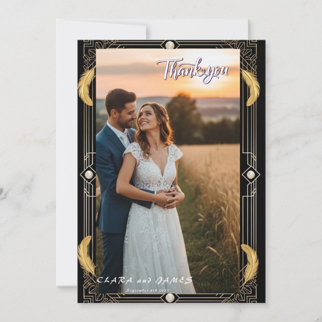 Tarjeta de agradecimiento a Boda de fotografía de  (Anverso)