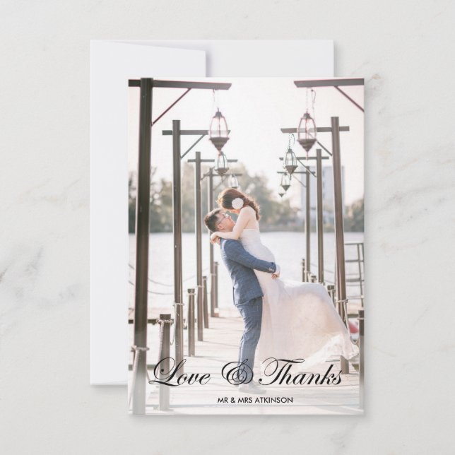 Tarjeta de agradecimiento a Boda de fotografía mod (Anverso)