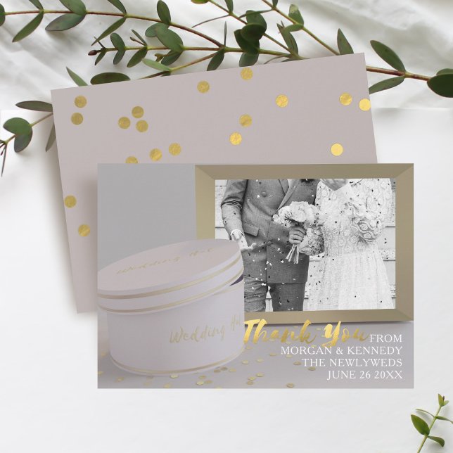 Tarjeta de agradecimiento a Boda de fotograma mode (Add your photo and names to this thank you card)