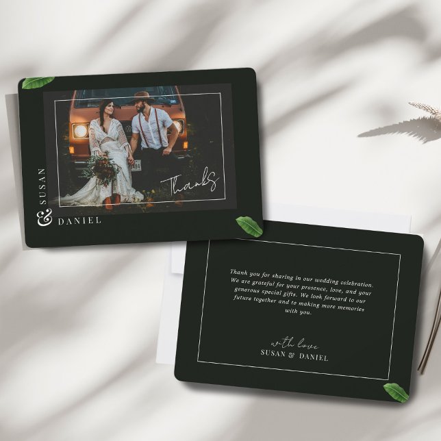 Tarjeta de agradecimiento a Boda de fotos de hojas (Subido por el creador)