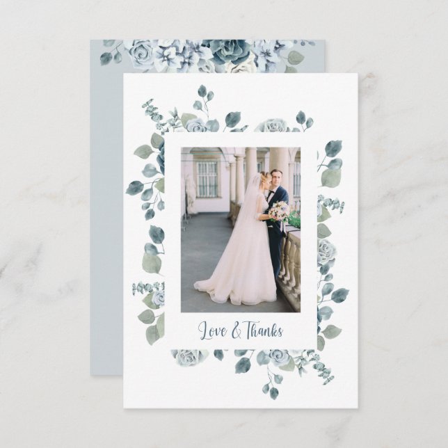 Tarjeta de agradecimiento a Boda de fotos florales (Anverso / Reverso)