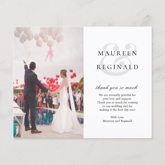 Tarjeta de agradecimiento a Boda de fotos moderno  (Anverso)