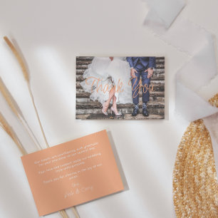 Tarjeta de agradecimiento a Boda de fotos Peach mo
