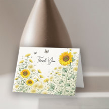 Tarjeta de agradecimiento a Boda de girasol acuare