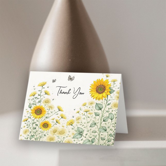 Tarjeta de agradecimiento a Boda de girasol acuare (Subido por el creador)