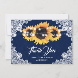 Tarjeta de agradecimiento a Boda de girasol azul d