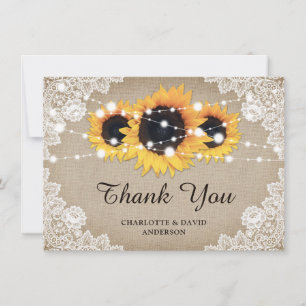Tarjeta de agradecimiento a Boda de girasol de épo