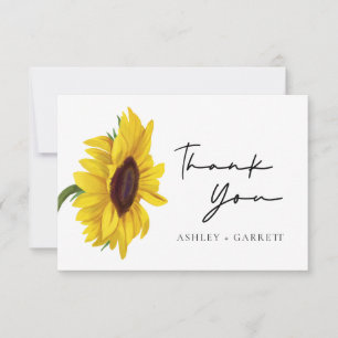 Tarjeta de agradecimiento a Boda de girasol rústic
