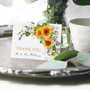 Tarjeta de agradecimiento a Boda de girasoles ruso