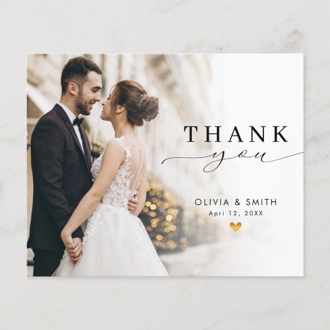 Tarjeta de agradecimiento a Boda de guión elegante (Anverso)