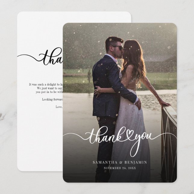 Tarjeta de agradecimiento a Boda de guiones fotogr (Anverso / Reverso)