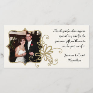 Tarjeta de agradecimiento a Boda de marfil y oro