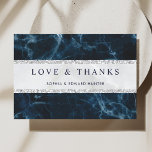Tarjeta de agradecimiento a Boda de mármol blanco<br><div class="desc">Elegante mármol blanco azul marino con rayas purpurinas plateadas boda carta de agradecimiento. Para una personalización más avanzada de este diseño,  haga clic en el enlace "Personalizar más adelante". Los elementos coincidentes también están disponibles</div>