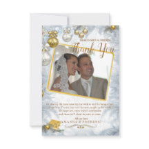 Tarjeta de agradecimiento a Boda de Navidades blan