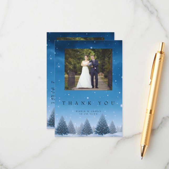 Tarjeta de agradecimiento a Boda de nieve de invie (Anverso/Reverso In Situ)