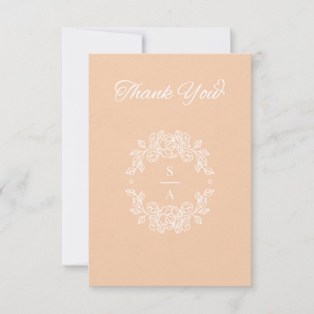 Tarjeta de agradecimiento a Boda de Peach elegante (Anverso)
