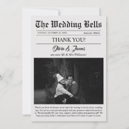 Tarjeta de agradecimiento a Boda de periódico únic