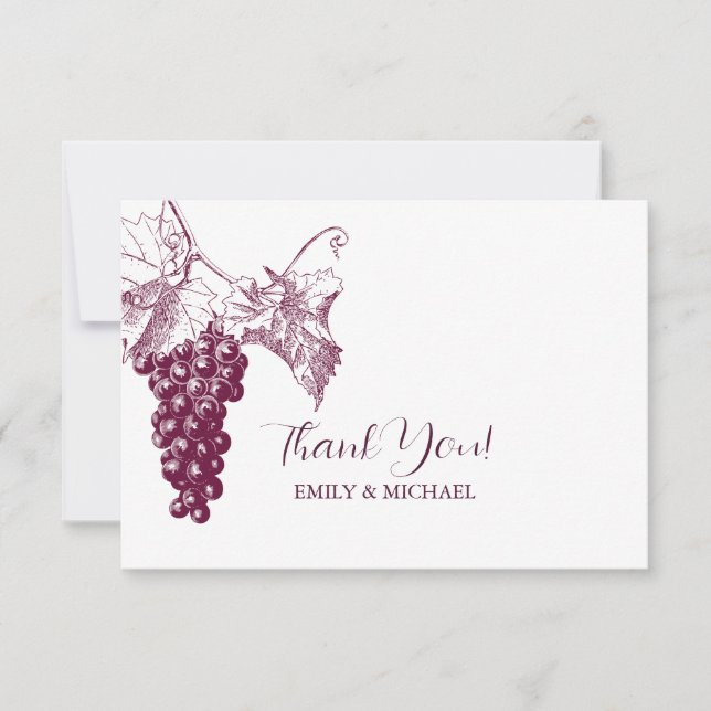 Tarjeta de agradecimiento a Boda de viñedos (Anverso)