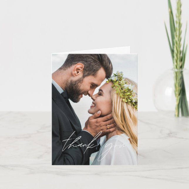 Tarjeta de agradecimiento a Boda elegante de guion (Anverso)