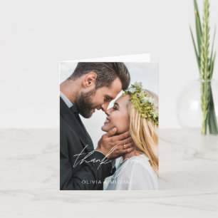 Tarjeta de agradecimiento a Boda elegante de guion