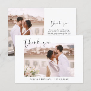 Tarjeta de agradecimiento a Boda elegante de guion