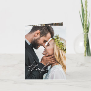 Tarjeta de agradecimiento a Boda elegante de guion