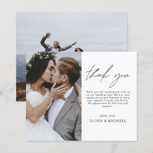 Tarjeta de agradecimiento a Boda elegante de guion