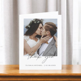 Tarjeta de agradecimiento a Boda elegante de guion