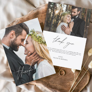 Tarjeta de agradecimiento a Boda elegante de guion
