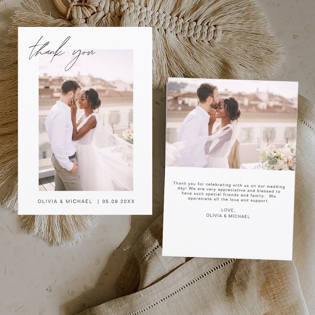 Tarjeta de agradecimiento a Boda elegante de guion (Subido por el creador)