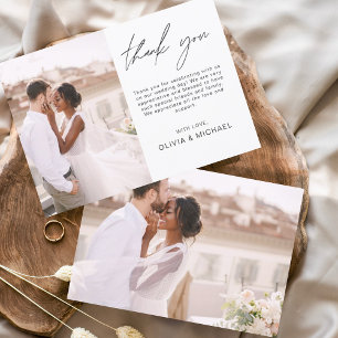 Tarjeta de agradecimiento a Boda elegante de guion