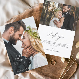 Tarjeta de agradecimiento a Boda elegante de guion