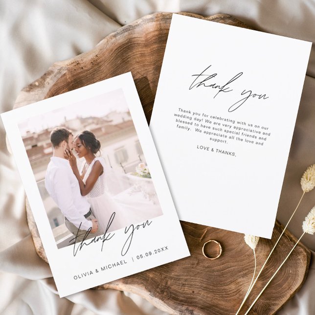 Tarjeta de agradecimiento a Boda elegante de guion (Subido por el creador)