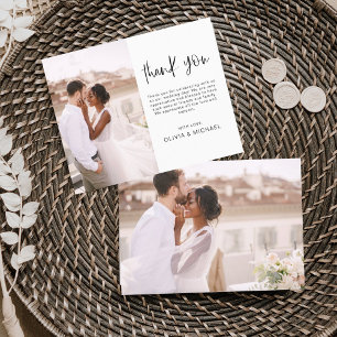 Tarjeta de agradecimiento a Boda elegante de guion