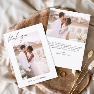 Tarjeta de agradecimiento a Boda elegante de guion