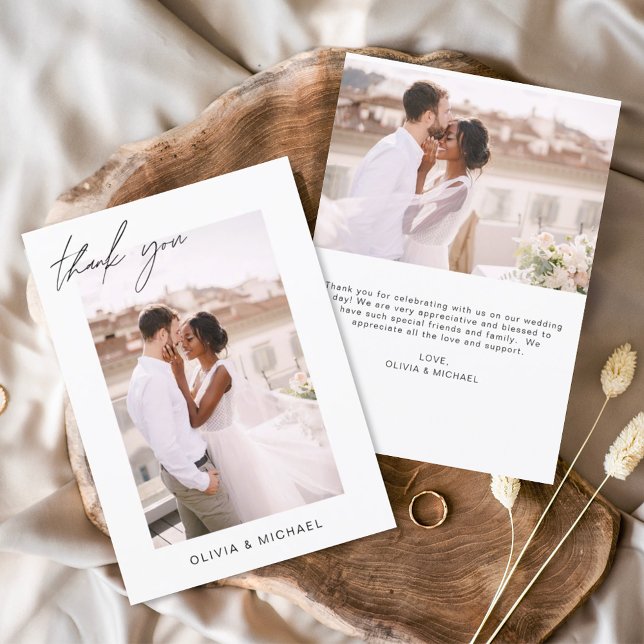 Tarjeta de agradecimiento a Boda elegante de guion (Subido por el creador)