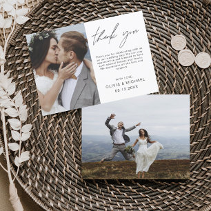 Tarjeta de agradecimiento a Boda elegante de guion